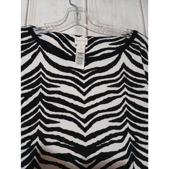 Chico's Knit‎ Kit Shirt Ladies Medium Chico's 1 Zebra Print - Picture 4 of 9